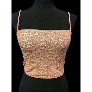 Susana Monaco Pink Sequin Crop Top WOMEN S Taylor Swift Era Sparkle Coquette